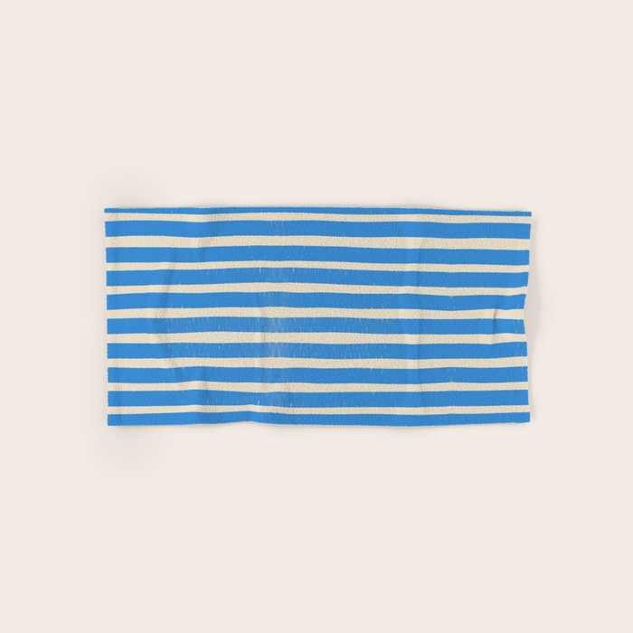 Nautical Blue White Stripes Hand Painted Coastal Pattern Bath Towel Gallery Image 1