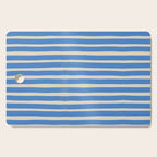 Nautical Blue White Stripes Hand Painted Coastal Pattern Cutting Board Gallery Image 1