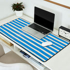 Nautical Blue White Stripes Hand Painted Coastal Pattern Desk Mat Gallery Image 2