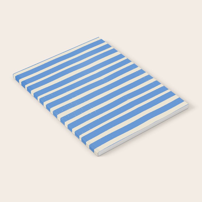 Nautical Blue White Stripes Hand Painted Coastal Pattern Notebook Gallery Image 1