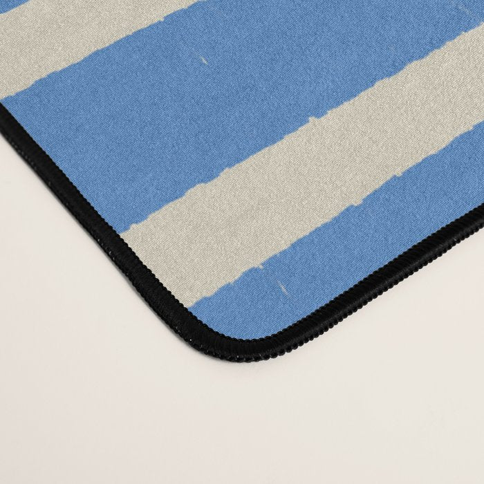 Nautical Blue White Stripes Hand Painted Coastal Pattern Desk Mat Gallery Image 4