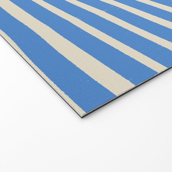 Nautical Blue White Stripes Hand Painted Coastal Pattern Welcome Mat Gallery Image 2