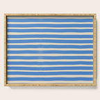 Nautical Blue White Stripes Hand Painted Coastal Pattern Serving Tray Gallery Image 1