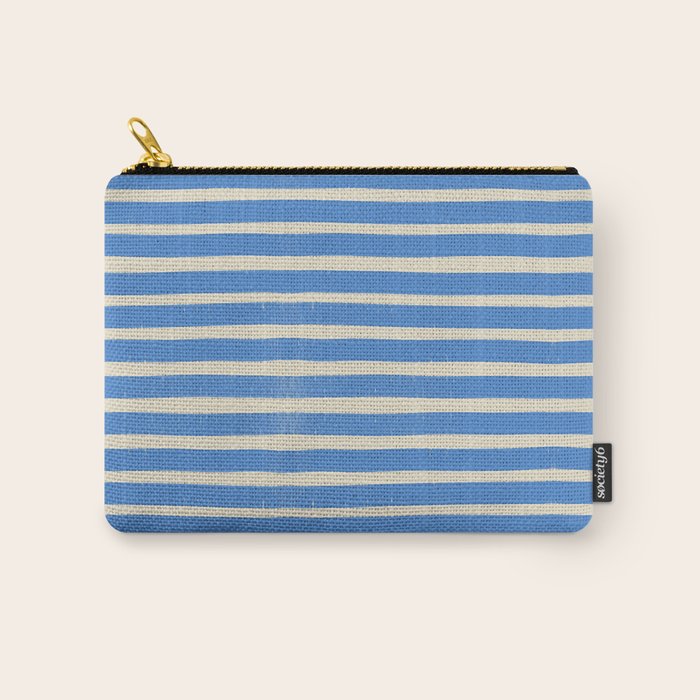 Nautical Blue White Stripes Hand Painted Coastal Pattern Carry All Pouch Gallery Image 1
