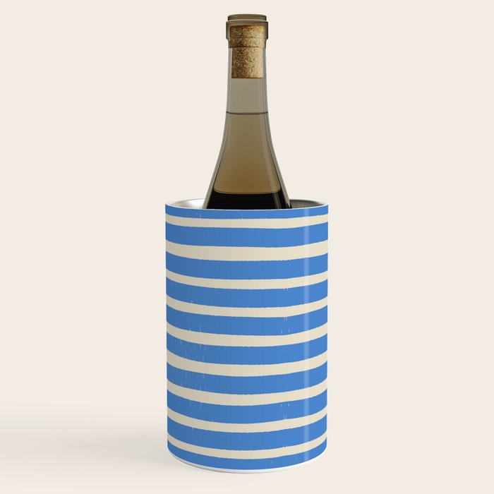 Nautical Blue White Stripes Hand Painted Coastal Pattern Wine Chiller Gallery Image 3