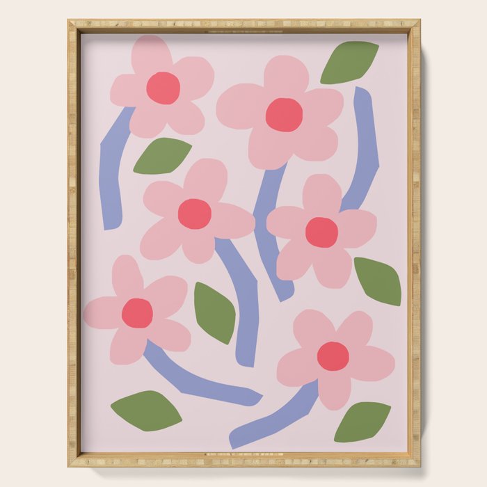 Floral dance - pastel Serving Tray Gallery Image 1