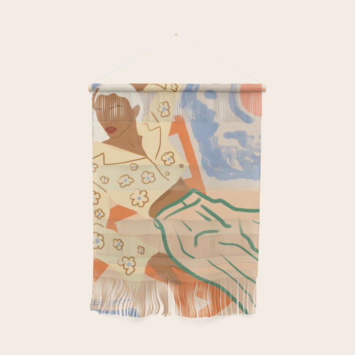 Free Spirit, Wild Bohemian Hippie Brown Woman, Fashion Eclectic Contemporary Boho Spring, Sunny Day Travel Style Pastel Painting Wall Hanging Gallery Image 1