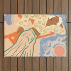 Free Spirit, Wild Bohemian Hippie Brown Woman, Fashion Eclectic Contemporary Boho Spring, Sunny Day Travel Style Pastel Painting Outdoor Rug Gallery Image 1