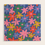 Joyful Flowers - blue Wood Wall Art Gallery Image 1