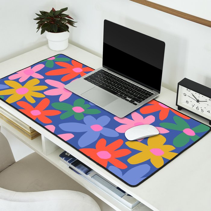 Joyful Flowers - blue Desk Mat Gallery Image 2