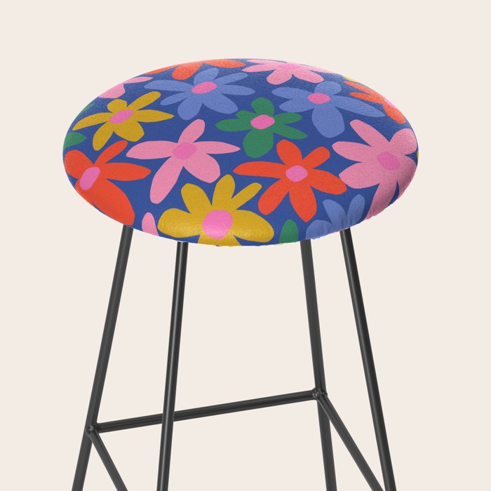 Joyful Flowers - blue Stool Gallery Image 2