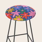 Joyful Flowers - blue Stool Gallery Image 2