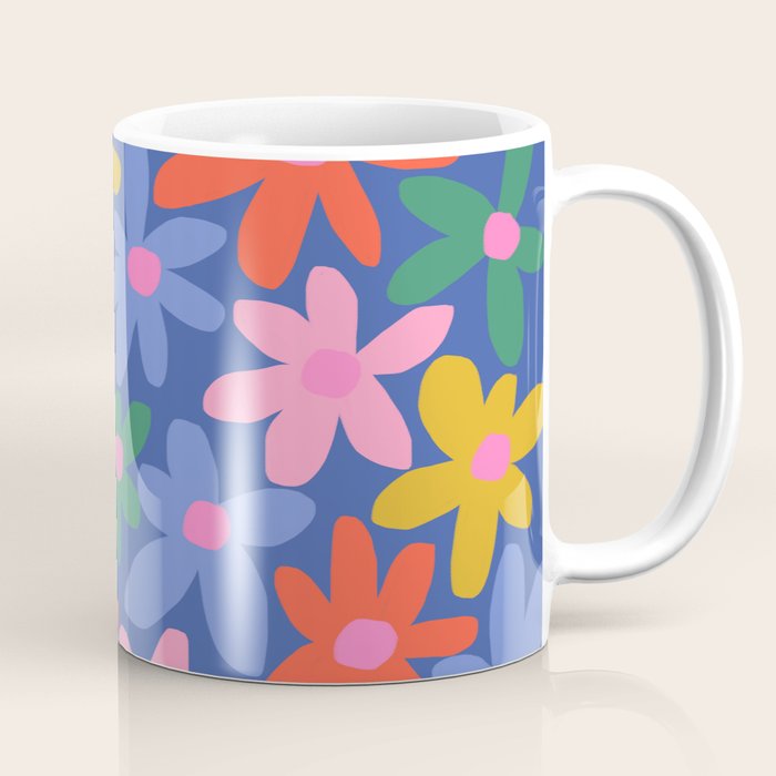 Joyful Flowers - blue Coffee Mug Gallery Image 1