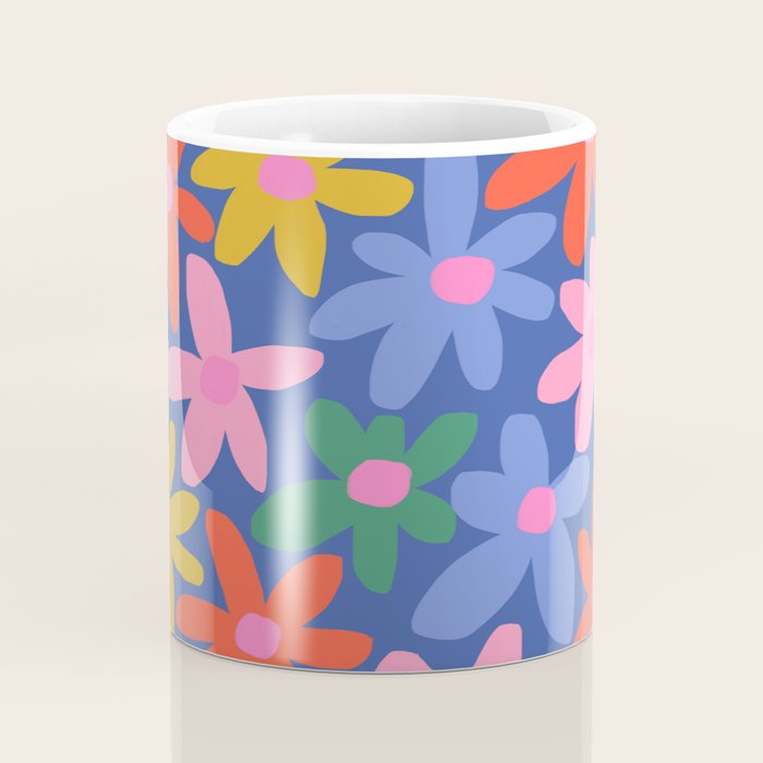 Joyful Flowers - blue Coffee Mug Gallery Image 4