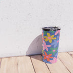 Joyful Flowers - blue Travel Mug Gallery Image 4