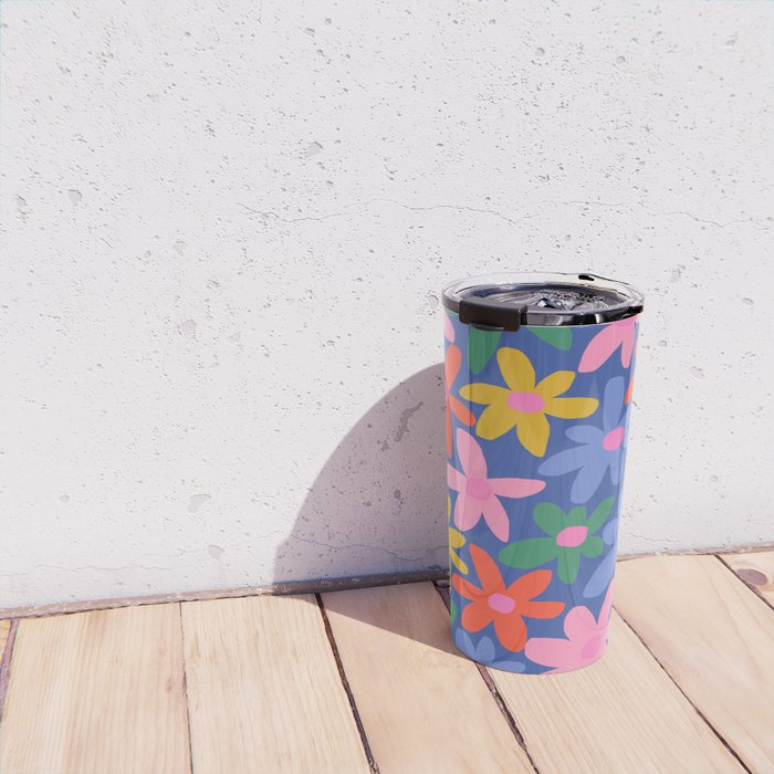 Joyful Flowers - blue Travel Mug Gallery Image 4