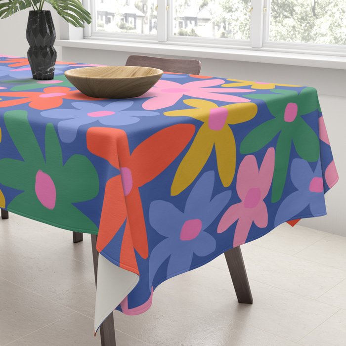 Joyful Flowers - blue Tablecloth Gallery Image 3