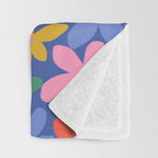 Joyful Flowers - blue Throw Blanket Gallery Image 3