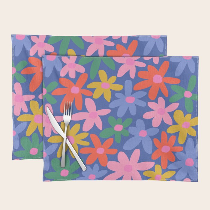 Joyful Flowers - blue Placemat Gallery Image 1