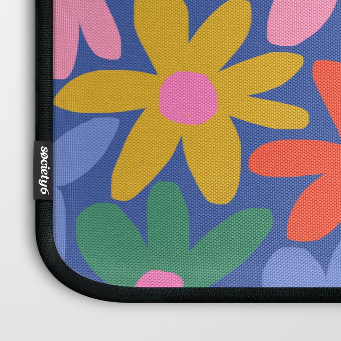 Joyful Flowers - blue Laptop Sleeve Gallery Image 3