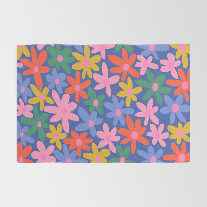 Joyful Flowers - blue Rug Gallery Image 2