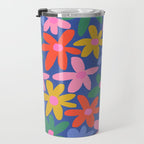 Joyful Flowers - blue Travel Mug Gallery Image 3