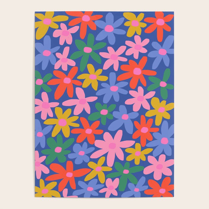 Joyful Flowers - blue Poster Gallery Image 1