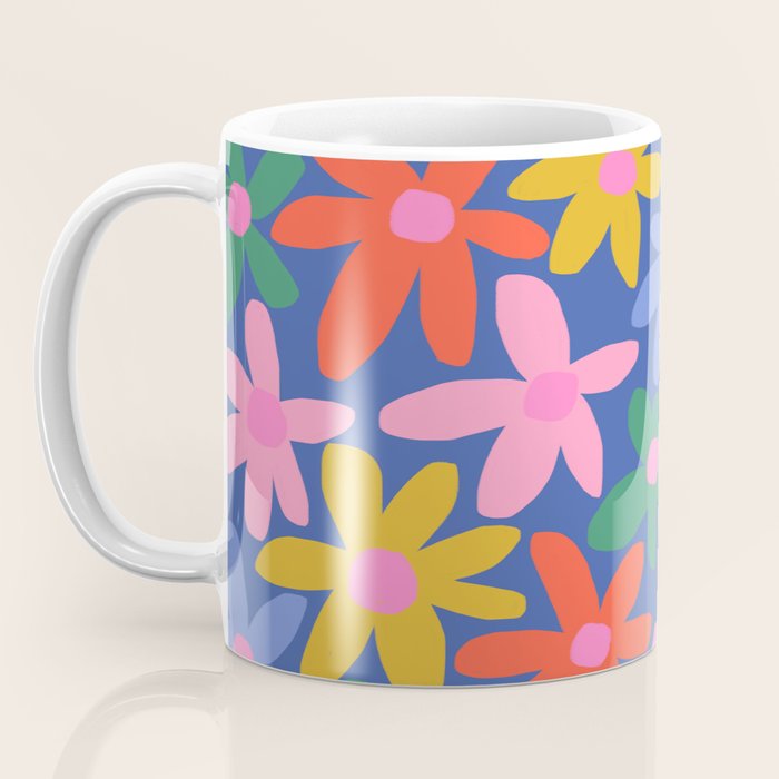 Joyful Flowers - blue Coffee Mug Gallery Image 3