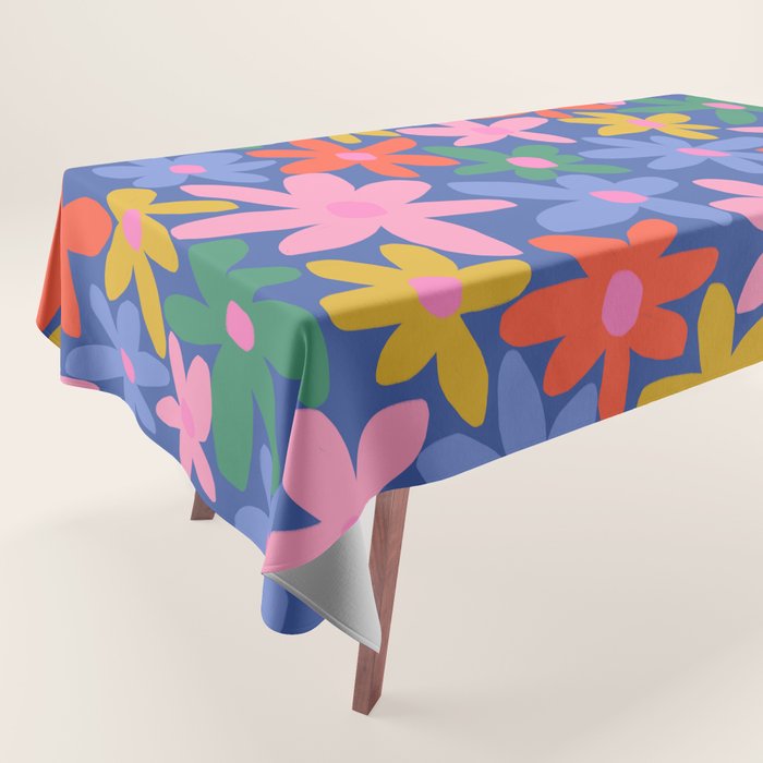 Joyful Flowers - blue Tablecloth Gallery Image 1