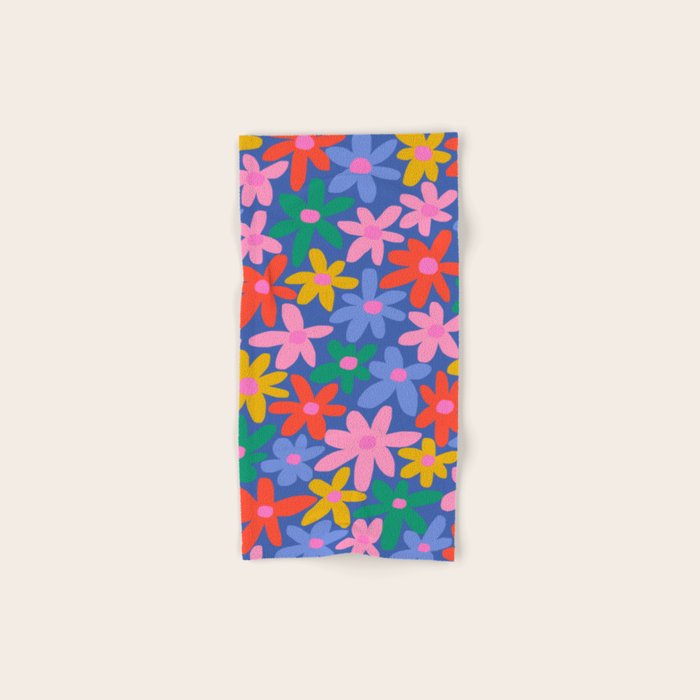 Joyful Flowers - blue Bath Towel Gallery Image 1