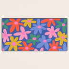 Joyful Flowers - blue Desk Mat Gallery Image 3