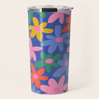 Joyful Flowers - blue Travel Mug Gallery Image 1