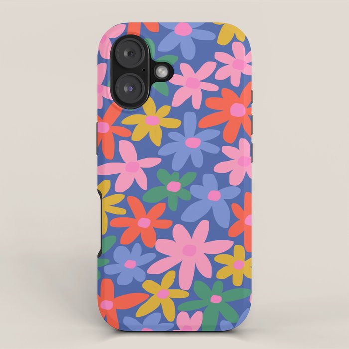 Joyful Flowers - blue iPhone Case Gallery Image 1