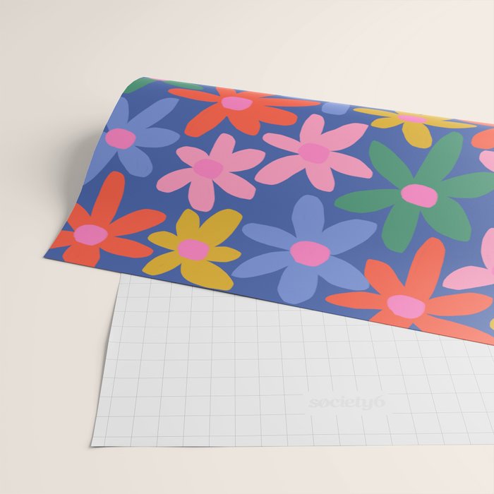 Joyful Flowers - blue Wrapping Paper Gallery Image 2