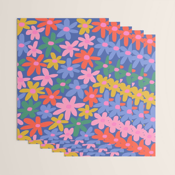 Joyful Flowers - blue Wrapping Paper Gallery Image 3
