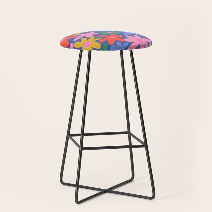 Joyful Flowers - blue Stool Gallery Image 1
