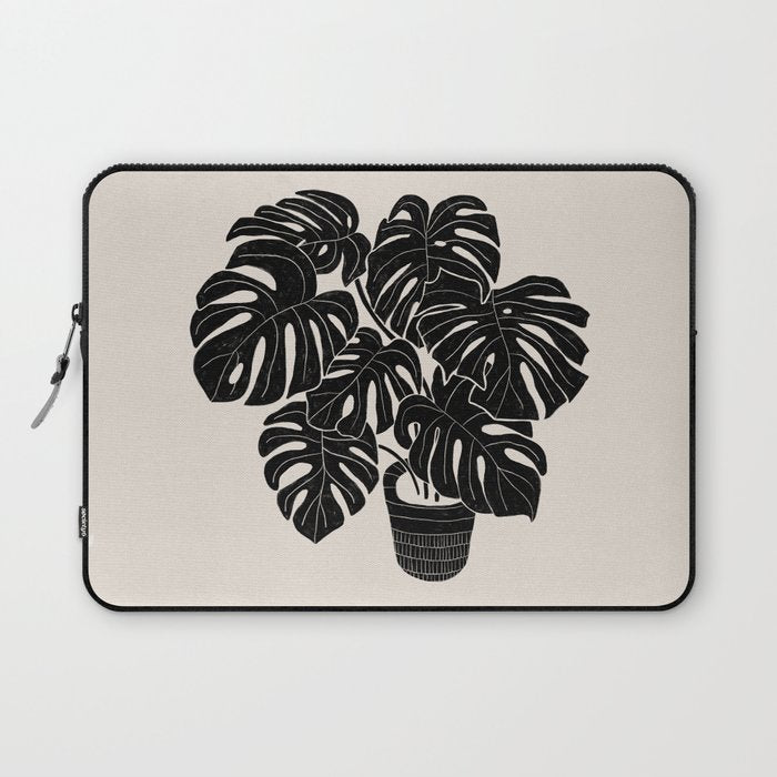 Black & White Plants / Monstera Deliciosa Laptop Sleeve Gallery Image 1