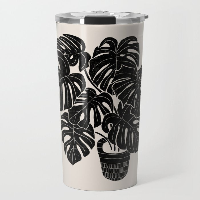 Black & White Plants / Monstera Deliciosa Travel Mug Gallery Image 1