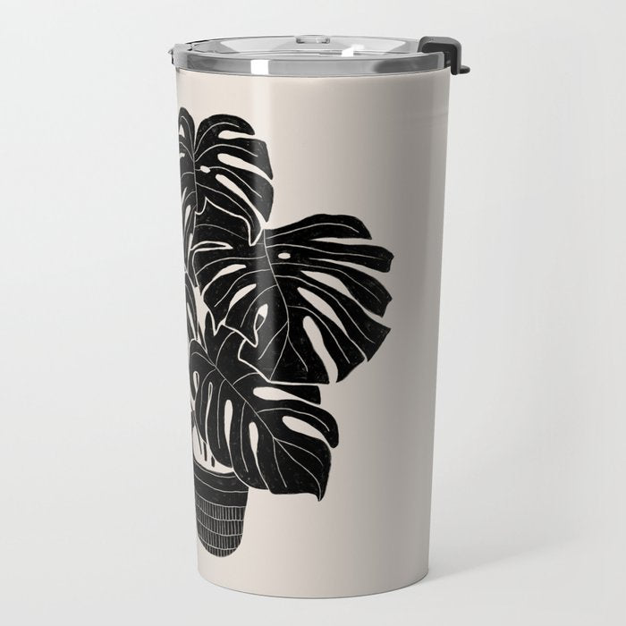 Black & White Plants / Monstera Deliciosa Travel Mug Gallery Image 2