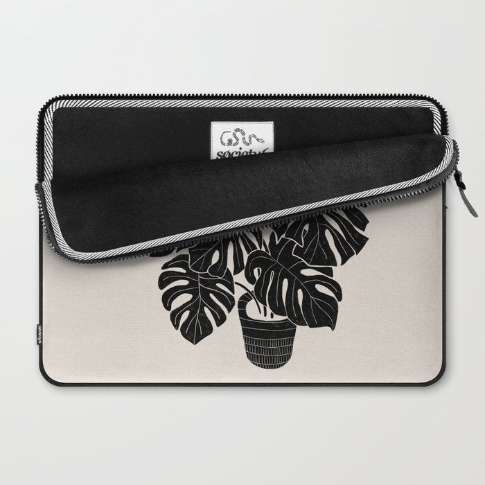 Black & White Plants / Monstera Deliciosa Laptop Sleeve Gallery Image 2