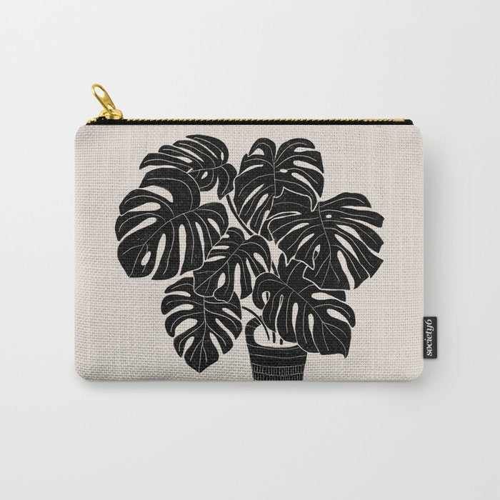 Black & White Plants / Monstera Deliciosa Carry All Pouch Gallery Image 1