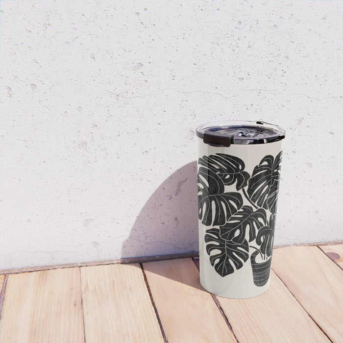 Black & White Plants / Monstera Deliciosa Travel Mug Gallery Image 4