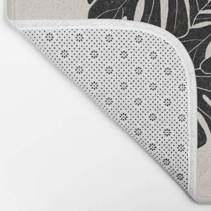 Black & White Plants / Monstera Deliciosa Bath Mat Gallery Image 2