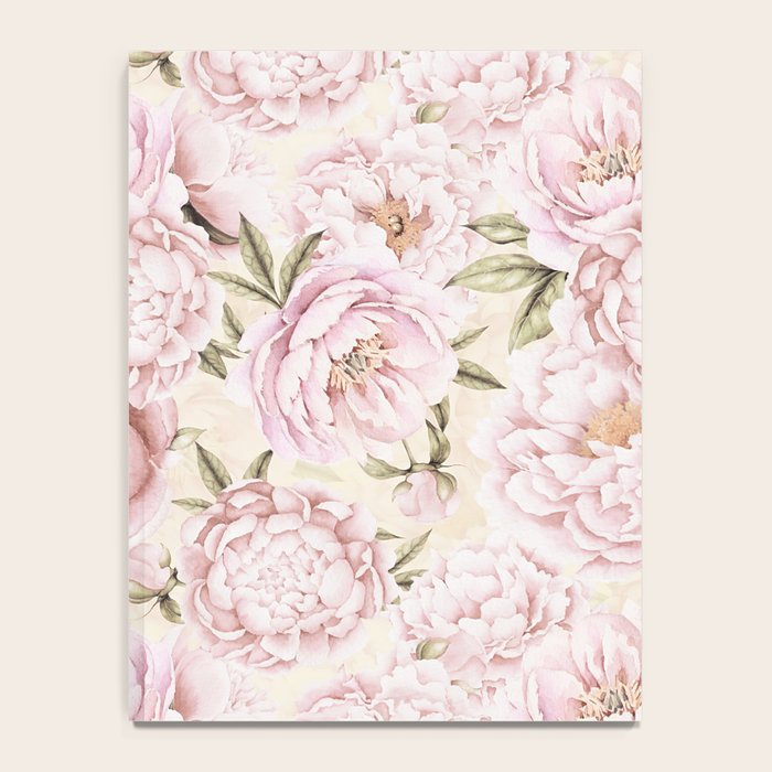 Pastel Blush Pink Spring Watercolor Peony Flowers Pattern Notebook Gallery Image 4
