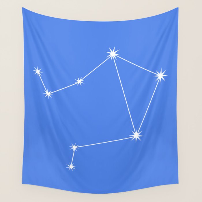 Libra Zodiac Star Constellation Line Art Bright Blue Wall Tapestry Gallery Image 4