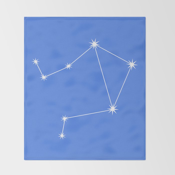 Libra Zodiac Star Constellation Line Art Bright Blue Throw Blanket Gallery Image 2