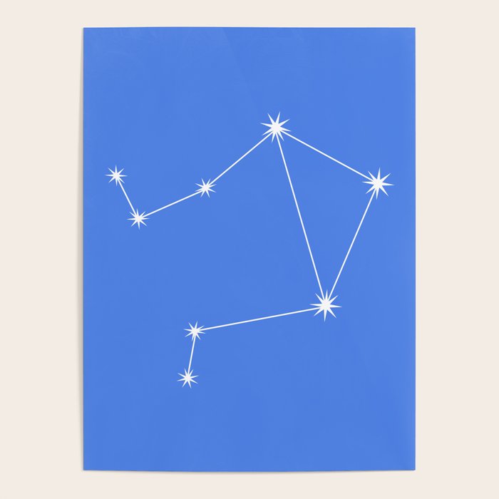 Libra Zodiac Star Constellation Line Art Bright Blue Poster Gallery Image 4