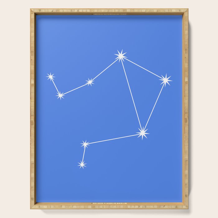 Libra Zodiac Star Constellation Line Art Bright Blue Serving Tray Gallery Image 1