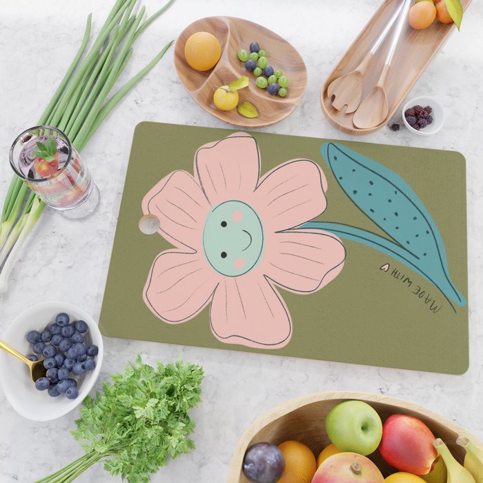 Made with Love- Flower Print  Cutting Board Gallery Image 2