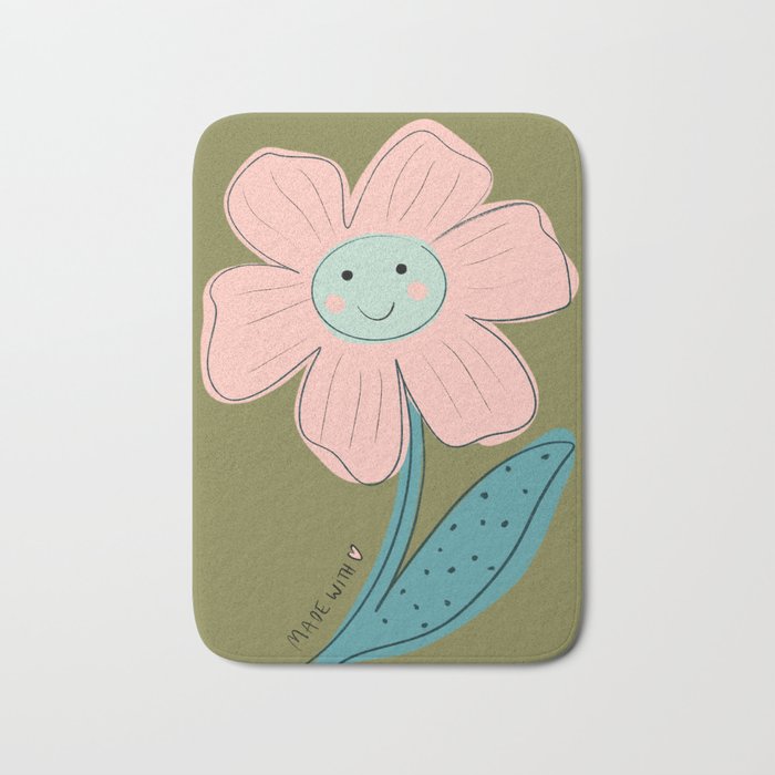 Made with Love- Flower Print  Bath Mat Gallery Image 1
